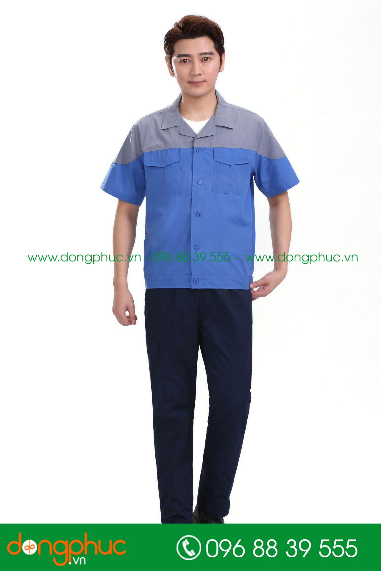 Mẫu bảo hộ màu xanh bích phối ghi đậm